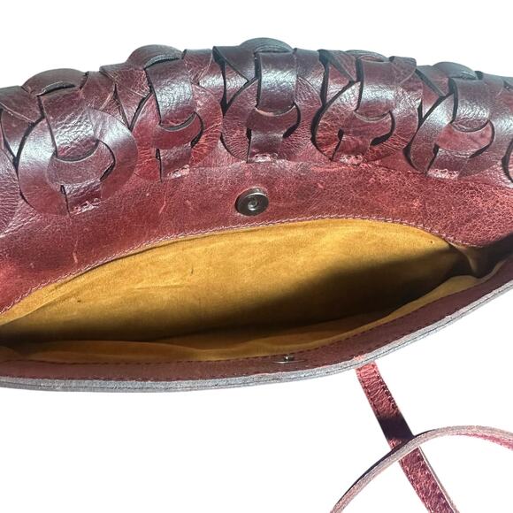 Patricia Nash Round chain link Leather Crossbody Bag Adjustable Strap Baku Red - Picture 12 of 12